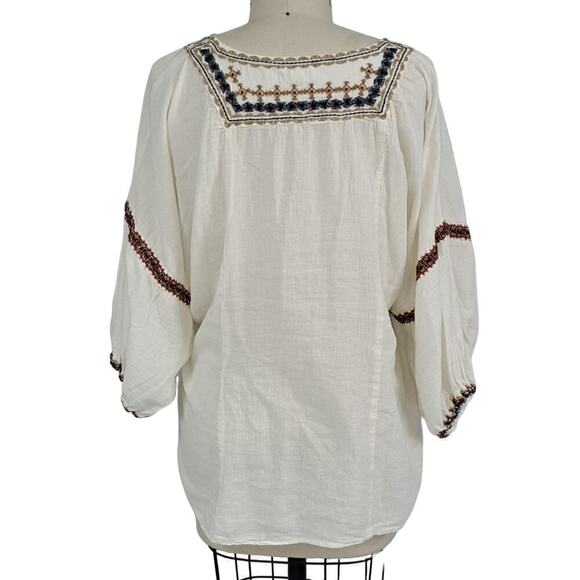 Max Studio Boho flowy gauze  top size Large Coastal Cowgirl - Picture 5 of 7